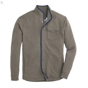 Onward Reserve Cloud Quilt Snap Up Jacket Heather Gray Navy Trim Sz XL